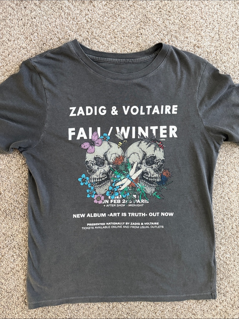 Zadig & Voltaire Charcoal Graphic Skull Tee